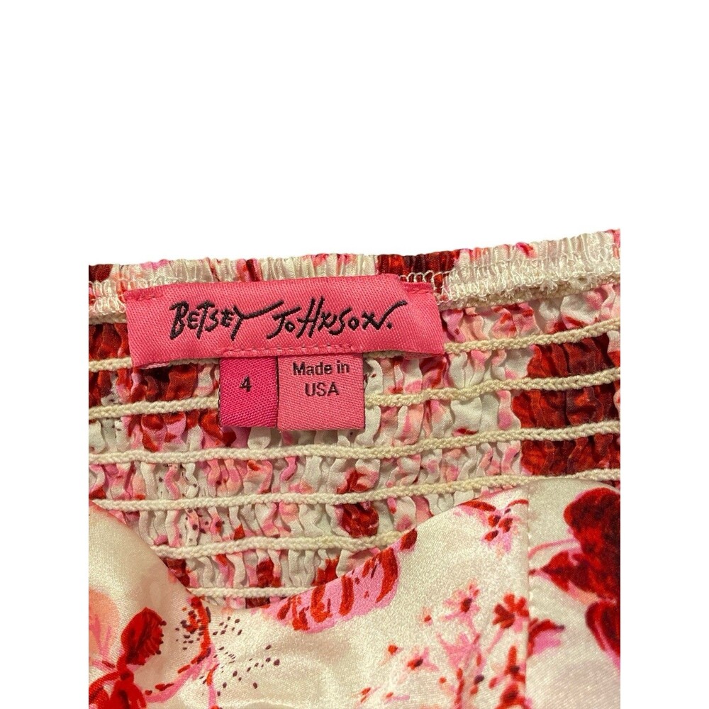 Vtg Betsey Johnson Silk Halter Dress Size 4 Pink‎ Red Floral Y2K Fit & Flare USA - Picture 15 of 16